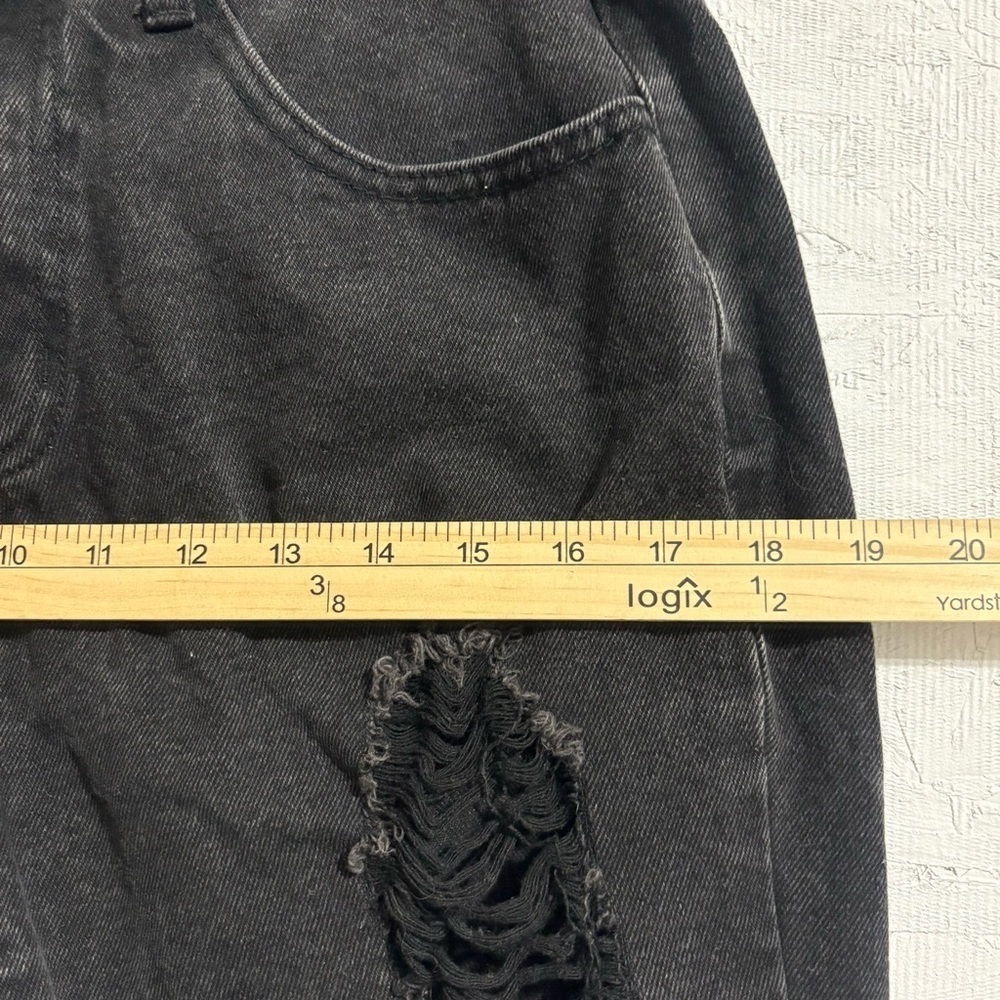 Black Charcoal Distressed High Rise Skinny Jeans 29” Waist Punk Grunge - Picture 6 of 13
